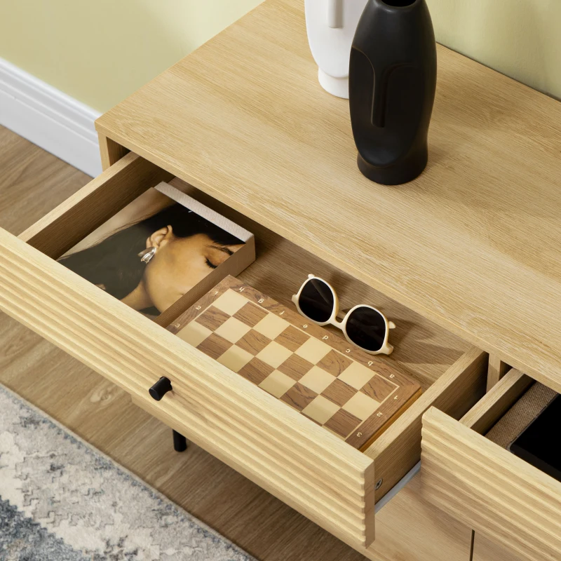 HOMCOM Kitchen Storage Cabinet with 2 Ribbed Drawers for Living Room