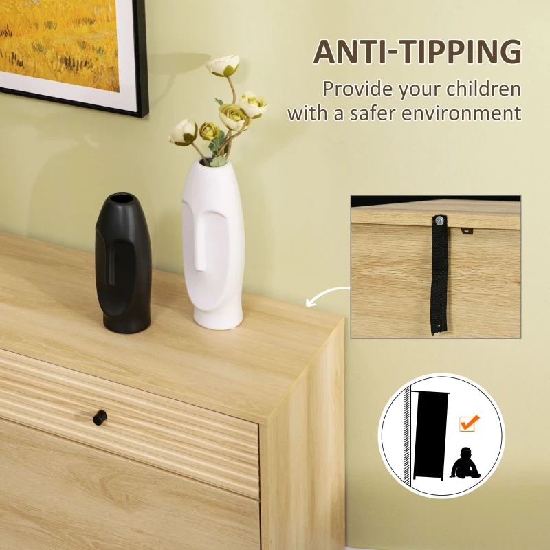 HOMCOM Kitchen Storage Cabinet with 2 Ribbed Drawers for Living Room