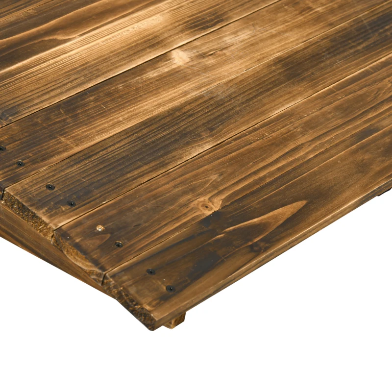 Outsunny 7.5' Wooden Garden Bridge with Planters, Stained Finish Arc Footbridge with Safety Railings for Backyard, Pond Stream, Stained Wood