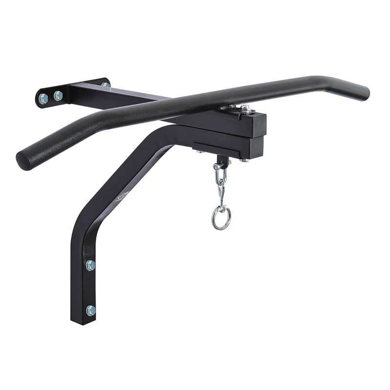 Soozier Heavy-duty Wall Mounted Pull Up Bar with Punching Bag Hanger Boxing Training Hook Black