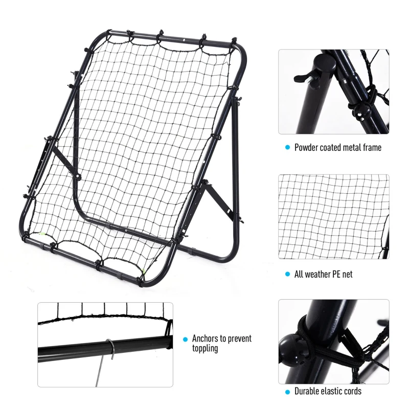 Soozier Rebounder Net Soccer Kickback Target Goal Kids Adults Football Training Aid Multi-Sports Practice Adjustable Black
