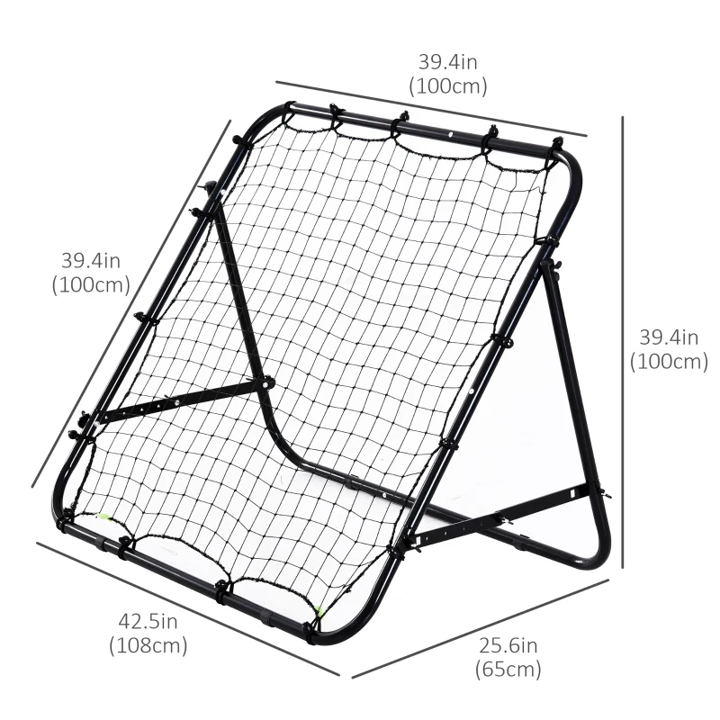Soozier Rebounder Net Soccer Kickback Target Goal Kids Adults Football Training Aid Multi-Sports Practice Adjustable Black