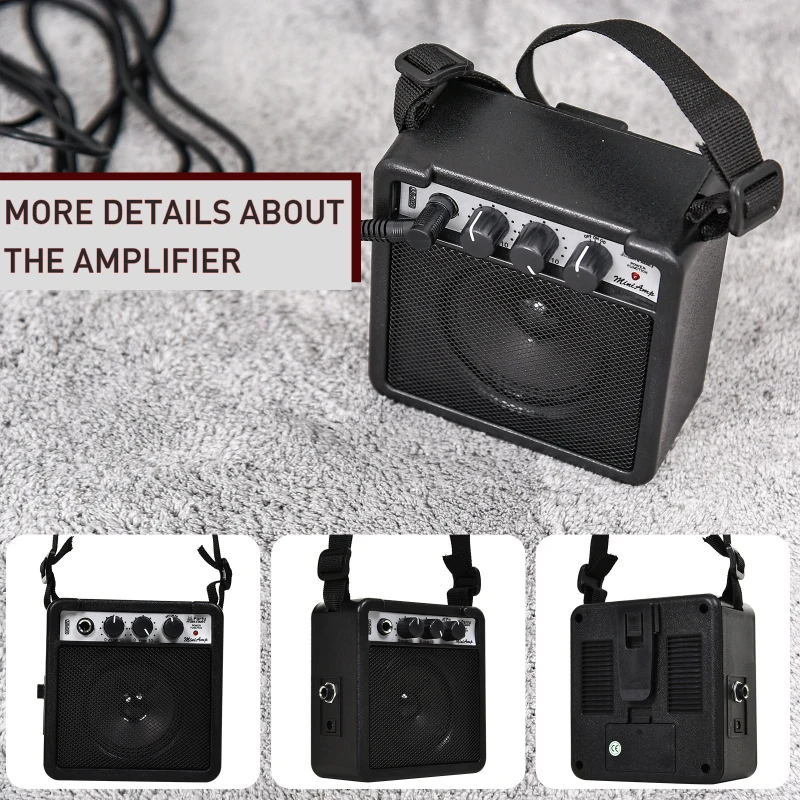 HOMCOM 30 Inch Kids Electric Guitar 3/4 Size Beginner Starter Kit w/ 5W Amplifier, Strap, Strings, Picks, Carrying Case Blue/Black