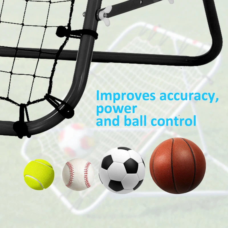 Soozier Rebounder Net Soccer Kickback Target Goal Kids Adults Football Training Aid Multi-Sports Practice Adjustable Black