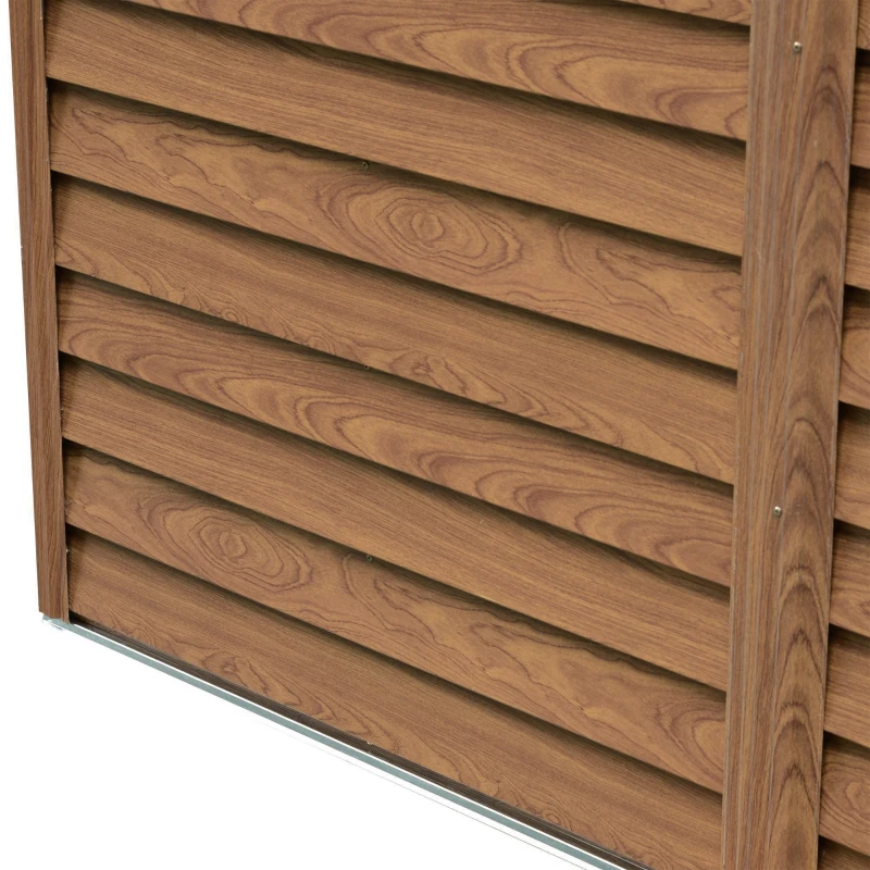 Outsunny 7.7'x6.4' Wooden Garden Shed, Outdoor Tool Storage with Sliding Door, Wood Grain Effect, Space-Saving