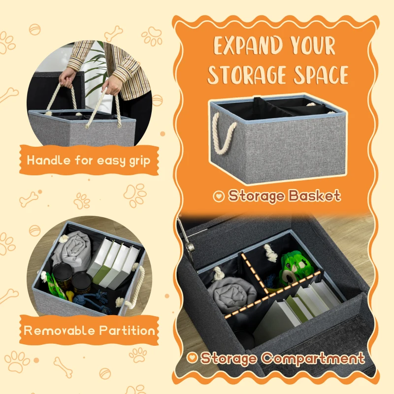 PawHut Multi-purpose Dog Stairs Ottoman, 4-Tier Pet Steps W/ Storage Compartment Cushion, for Small Medium Dogs and Cats