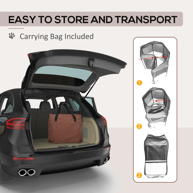 PawHut 37" Folding Portable Pet Playpen Soft Dog Cat Puppy Exercise Kennel Crate with Carrying Bag Brown