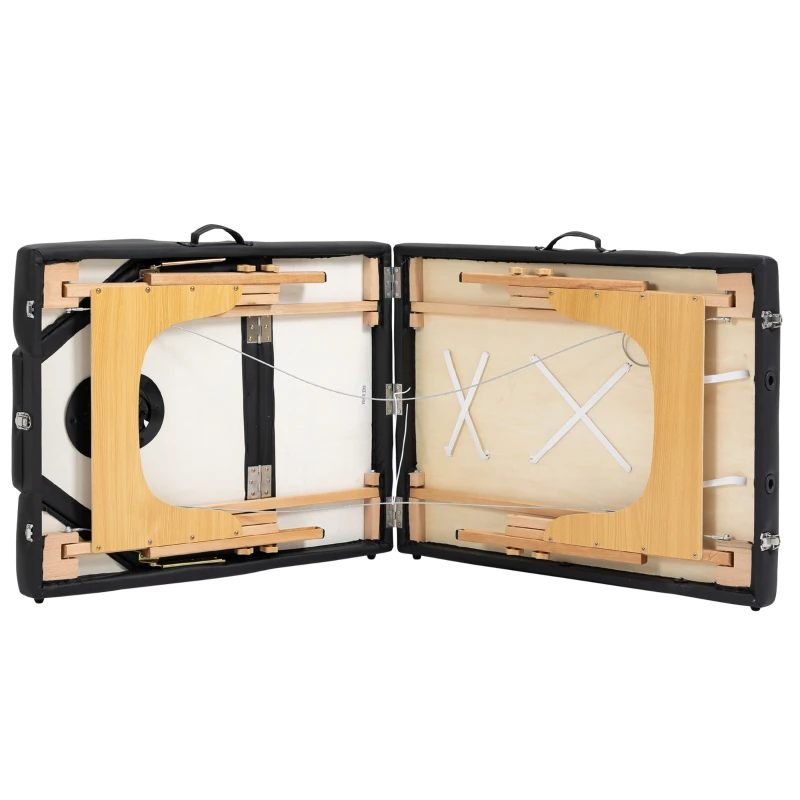 HOMCOM 72Inches Portable Reiki Massage Table 4inch Thickened Pad Folding Adjustable Height Health SPA Tatto Bed Black + Carrying Bag