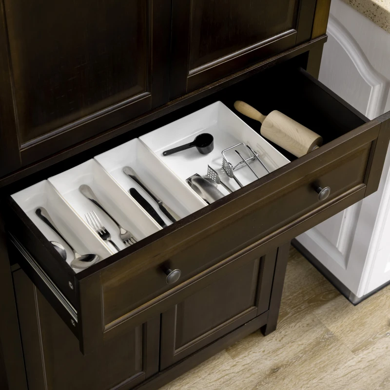 HOMCOM 72.5" Pinewood Large Kitchen Pantry Storage Cabinet, Freestanding Cabinets with Doors and Shelves, Dining Room