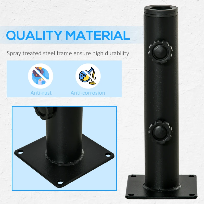 Outsunny Deck Mount Umbrella Holder, Outdoor Umbrella Base Stand for Deck, Dock, Patios Garden, Pontoon, Black