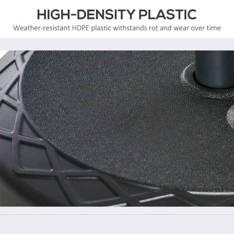 Outsunny 22'' Round Parasol Base Stand Outdoor Umbrella Weights Holder for Market Parasols, Water Filled, for 1.5''/1.9'', Black