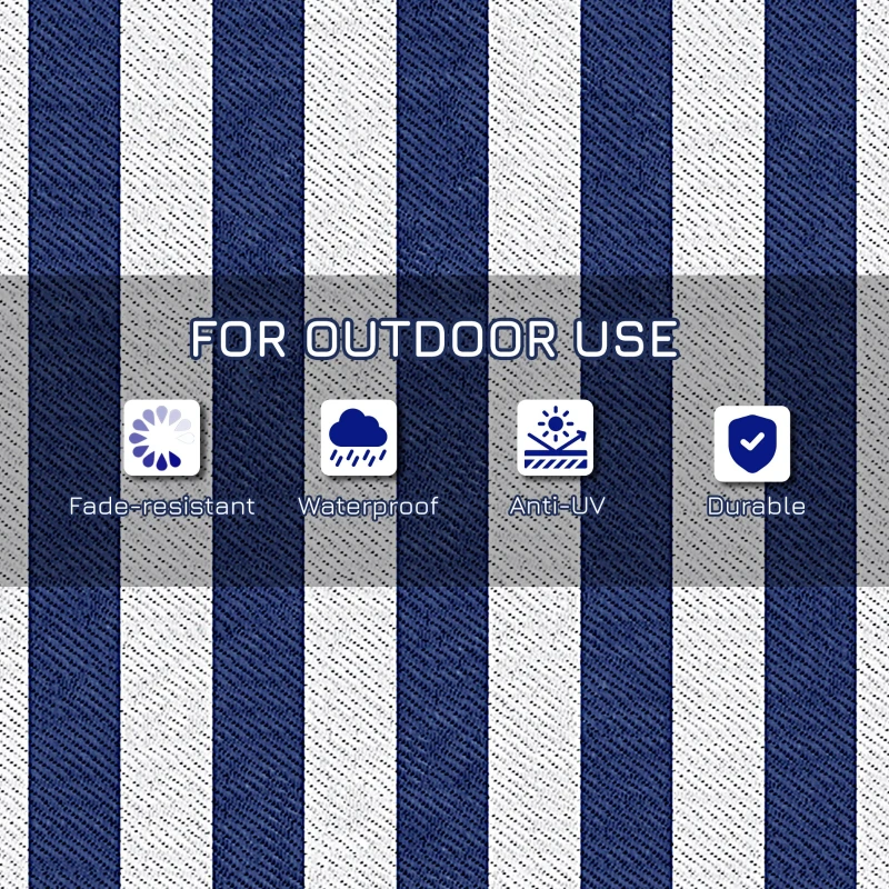 Outsunny Reversible Outdoor Rug, 9' x 18' Waterproof Plastic Straw Floor Mat, Portable RV Camping Carpet, Large Floor Mat for Backyard, Deck, Picnic, Beach, Blue & White Striped