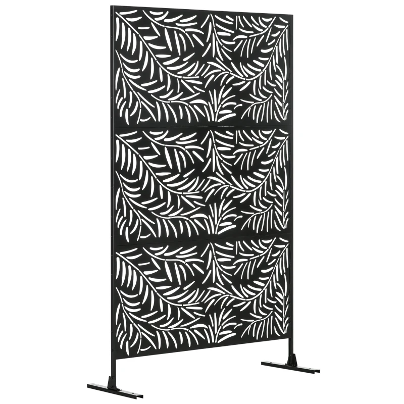 Outsunny Metal Outdoor Privacy Screen, Decorative Outdoor Divider with Stand and Expansion Screws, Freestanding Privacy Panel for Garden Deck Pool Hot Tub, Willow Branch Style