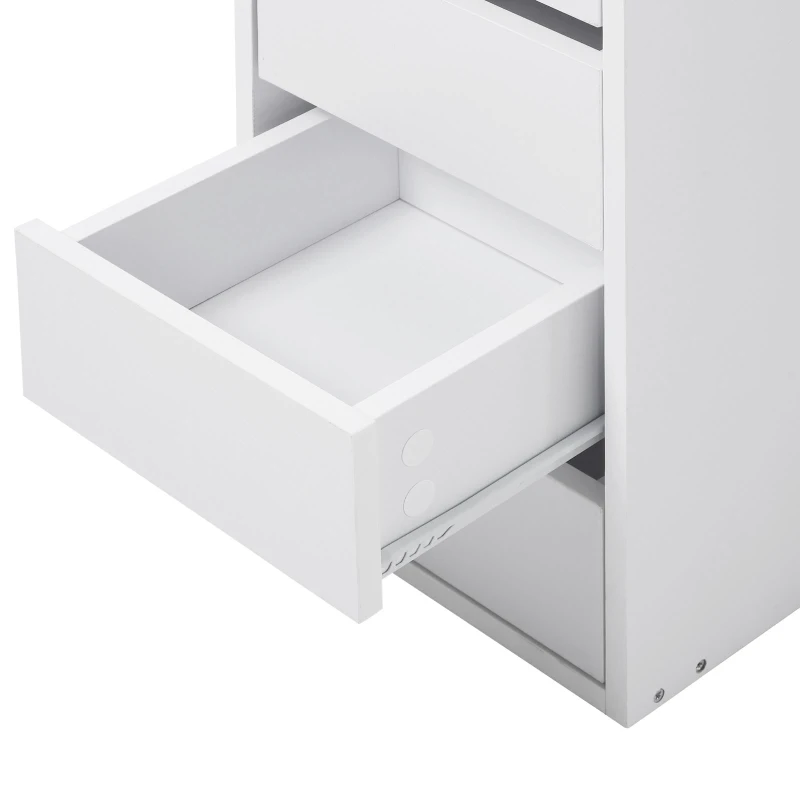 HOMCOM Corner Dressing Table, Makeup Desk with 3-piece Mirror and 5 Drawers, White