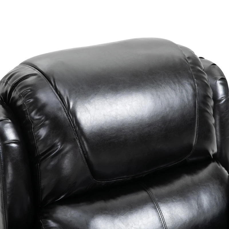 HOMCOM Vibration Massage Recliner Chair for Living Room with Heat,   Single Sofa, PU Leather Power Reclining Chair, Home Theater Seating with Footrest, Black