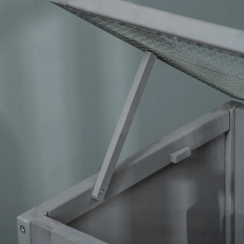 PawHut Wooden Hamster Cage, Mice Rodent Small Animals Kit Hutch with Storage, Sliding Tray Seesaw Running Wheel Lockable Roof