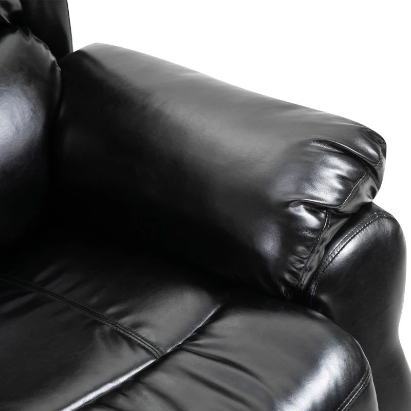 HOMCOM Vibration Massage Recliner Chair for Living Room with Heat,   Single Sofa, PU Leather Power Reclining Chair, Home Theater Seating with Footrest, Black