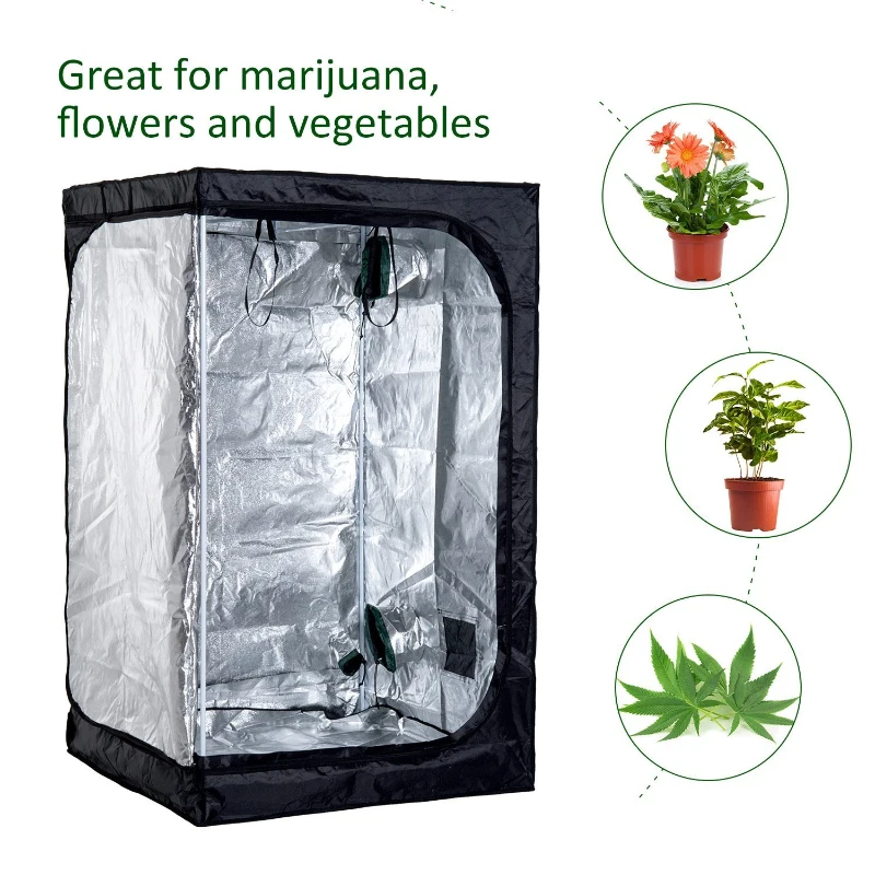 Outsunny 4' x 4' x 6.6' Waterproof Reflective Room Indoor Oxford Cloth Black/White