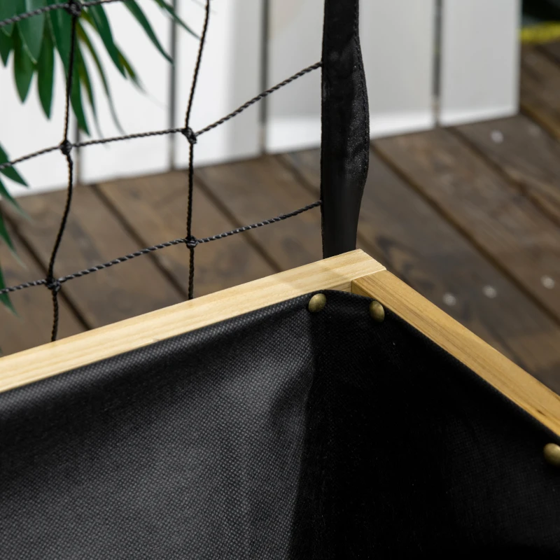 Outsunny Metal Leg Raised Garden Bed with Trellis, Elevated Planter Box with Storage Shelf, Bed Liner and Drainage Holes, for Vegetable Vines, Climbing Plants, Flowers, Natural