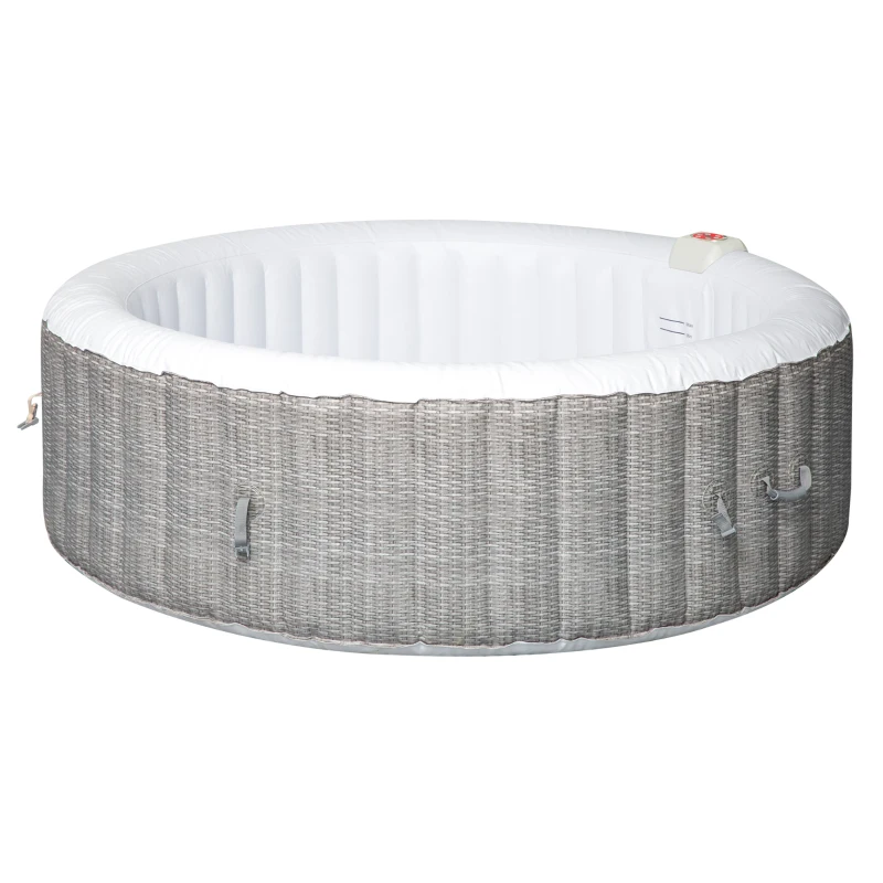 Outsunny 82''x26'' Inflatable Hot Tub Bubble Portable 4-6 People Spa Pool with Filter Pump ,White and Grey