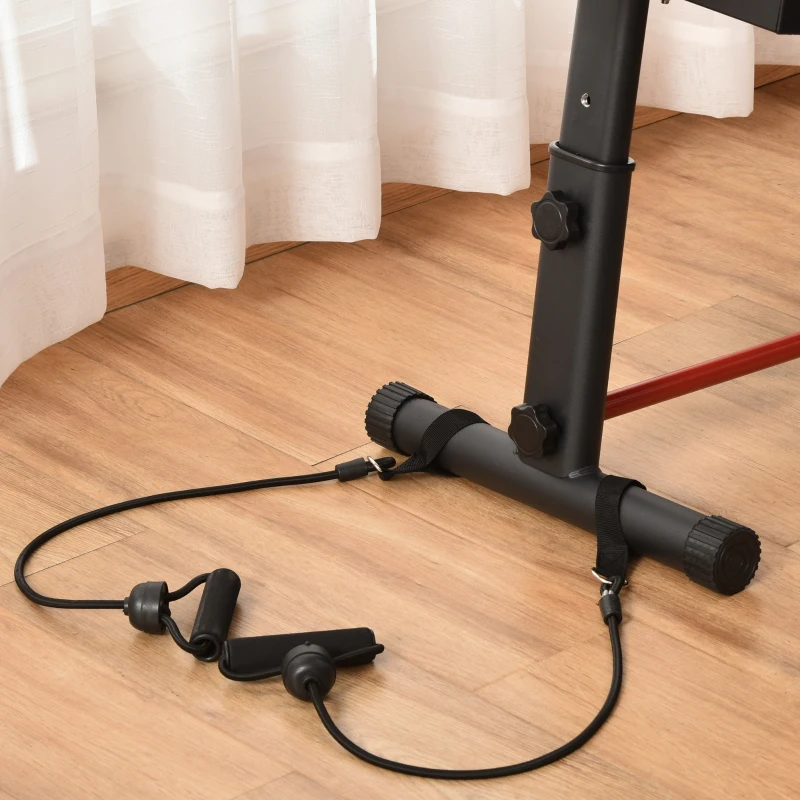 Soozier Training Bench Sit-Up Bench Abdominal Trainer Multifunction With Training Bands Fitness Steel Black