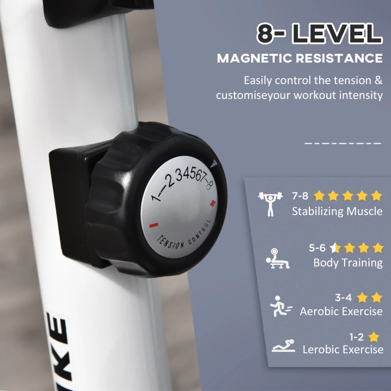 Soozier Upright Exercise Bike, 8-Level Magnetic Resistance Stationary Bike, Cardio Workout Equipment with Adjustable Seat, LCD Monitor and Phone Holder