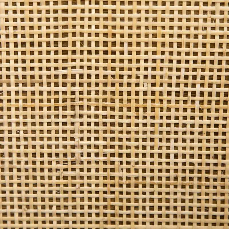 HOMCOM Space-Saving Small Computer Desk with Storage Shelf & Rattan Cabinet, Writing Desk Home Office Desk Workstation Table, Light Walnut