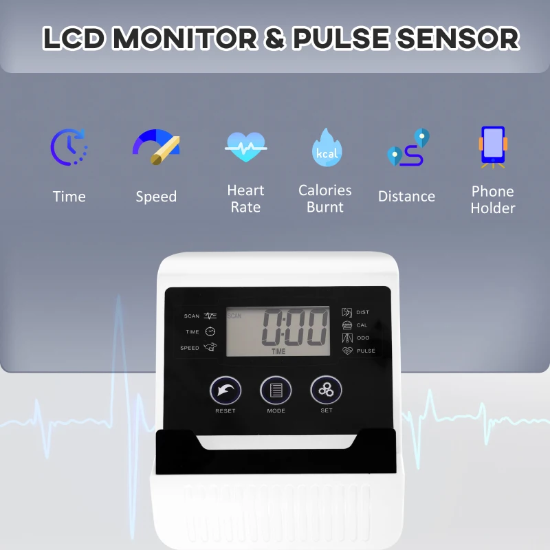 Soozier Upright Exercise Bike, 8-Level Magnetic Resistance Stationary Bike, Cardio Workout Equipment with Adjustable Seat, LCD Monitor and Phone Holder