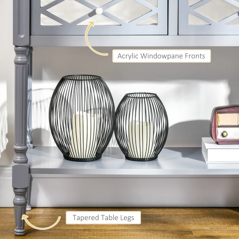 HOMCOM Vintage Console Table with Mirrored Drawers, Retro Sofa Table for Living Room, Hallway, Grey