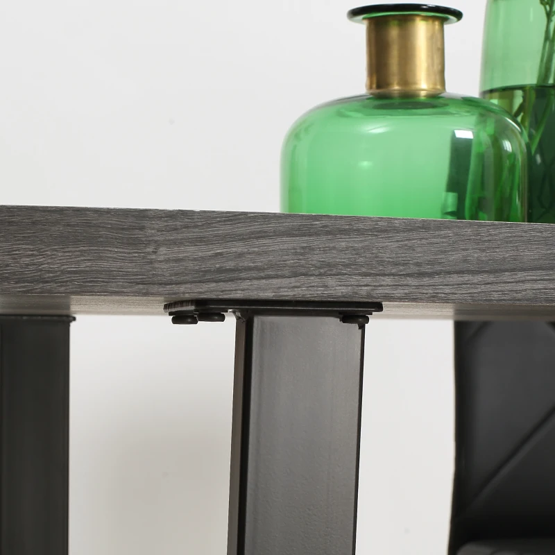 HOMCOM 63" Wavy-Edge Modern Dining Table for 6 People, Wooden Kitchen Table, Metal Legs, Rectangle Dinner Table, Gray