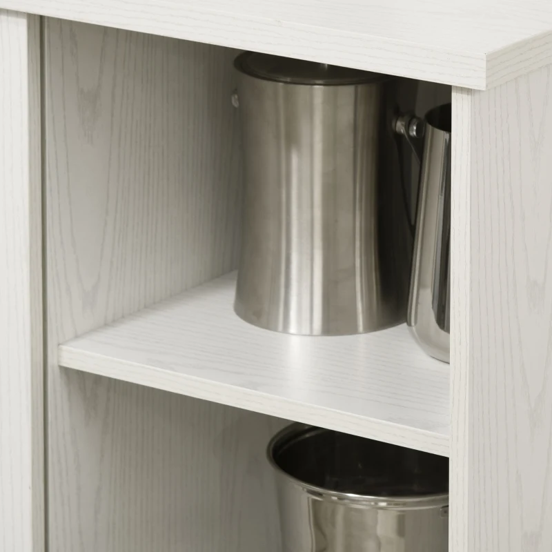 HOMCOM Sideboard Buffet Kitchen Buffet Cabinet with Wine Racks Sliding Glass Door Storage Shelves for Living Room White