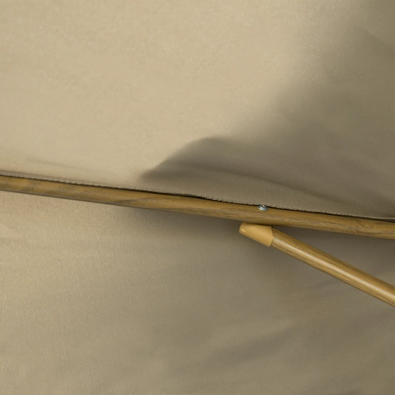 Outsunny 9' Patio Umbrella with Push Button Tilt and Crank, Double Top Ruffled Outdoor Market Table Umbrella with 8 Ribs, for Garden, Deck, Pool, Brown