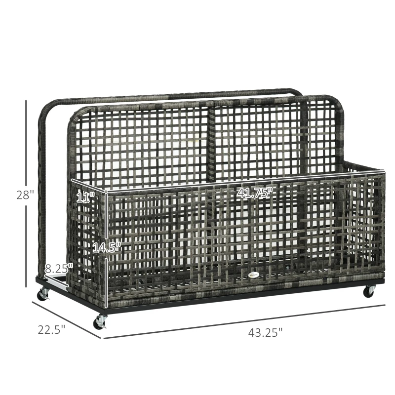 Outsunny Pool Float Storage, Pool Caddy, with Wheels, 43.25" L x 22.5" W x 28" H, Dark Gray