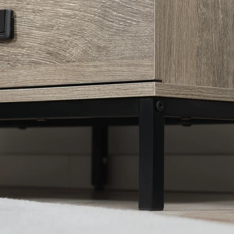 HOMCOM Corner TV Stand for TV up to 46", Entertainment Center with Open Storage and Drawers, TV Table with Steel Legs, Grey