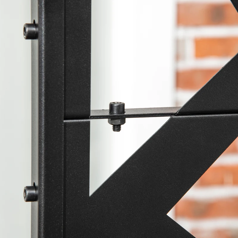 Outsunny Garden Privacy Screen, Decorative Outdoor Divider, Metal Privacy Screen with Stand, Irregular Fence Style, Black