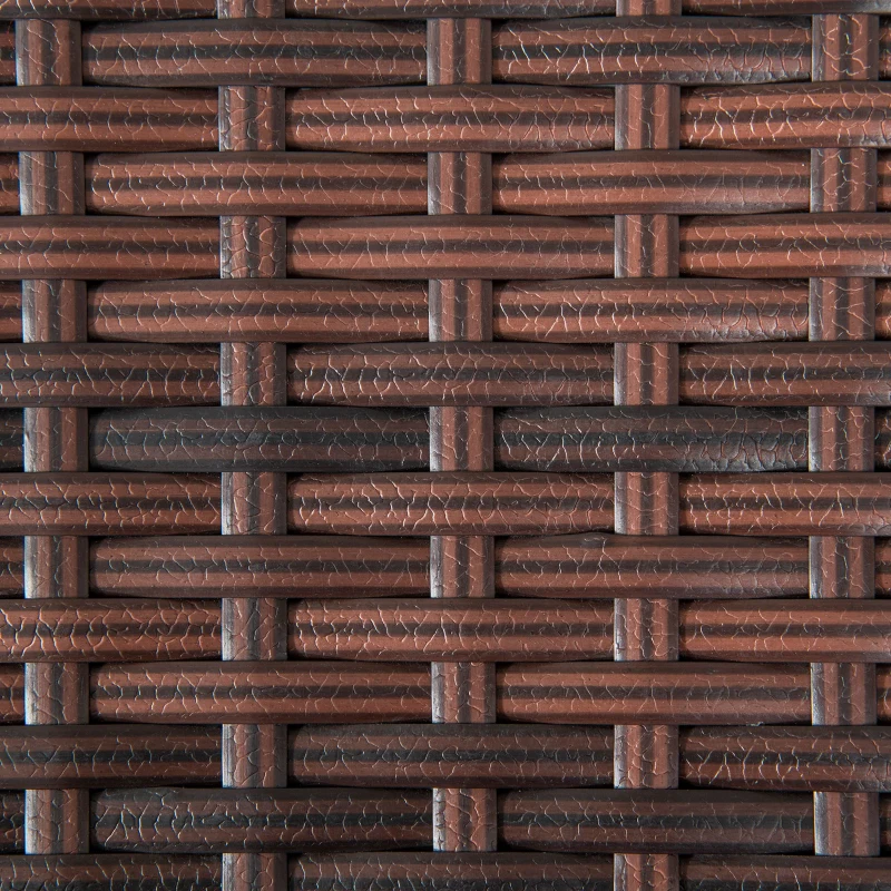 Outsunny 20" Patio Wicker Coffee Table, Outdoor Coffee Table with Plastic Board Underneath the Woven Tabletop for Patio, Garden, Balcony, Mixed Brown