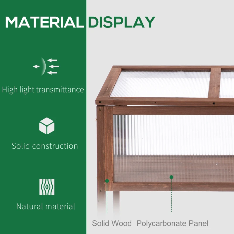 Outsunny 35"  x 20" x 36" Wooden Cold Frame Greenhouse, Garden Portable Raised Planter for Outdoor Indoor Use, Brown