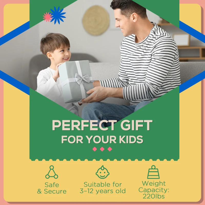 Qaba Ergonomic Kids Desk Chair with Thick Cushioning & Height Adjustment, Kids Computer Chair with Footrest, Childrens Chair, Kids Office Chair & Study Chair, Blue