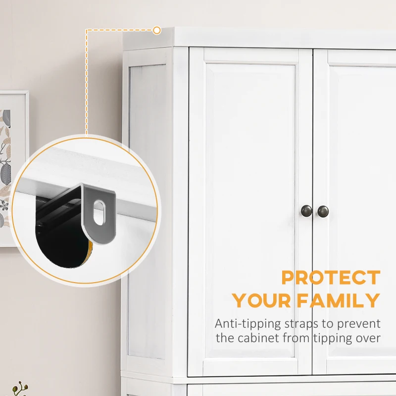 HOMCOM 72" Wood Kitchen Pantry Cabinet,Storage Organizer with Drawer and 2 Adjustable Shelves, Soft Close, White