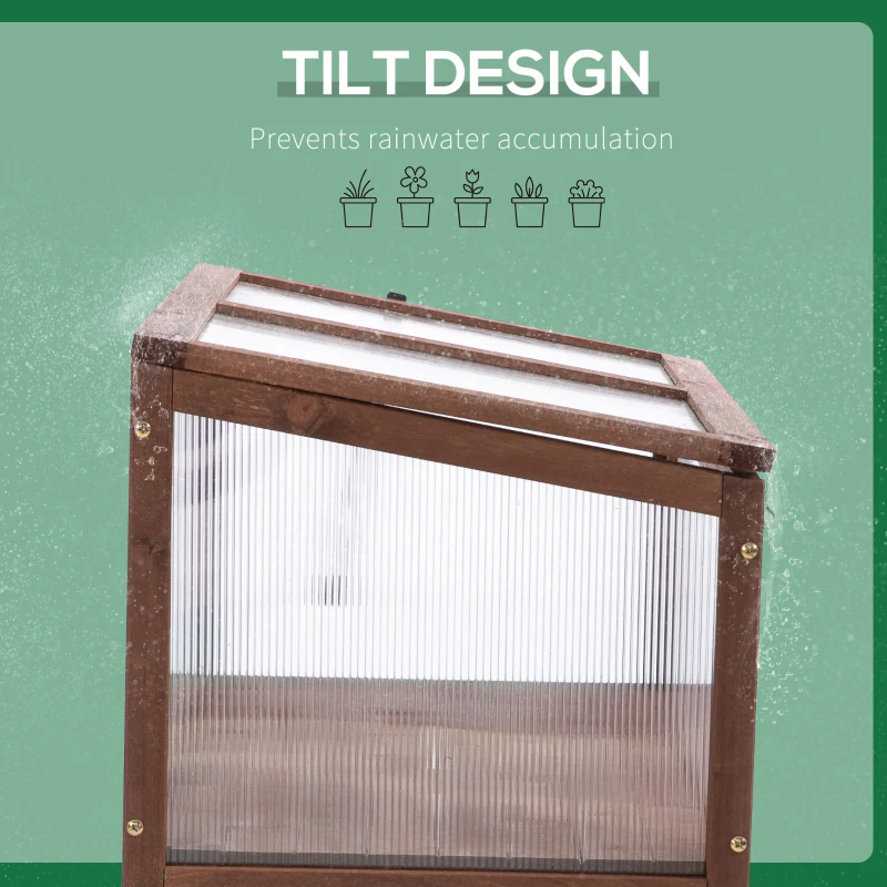 Outsunny 35"  x 20" x 36" Wooden Cold Frame Greenhouse, Garden Portable Raised Planter for Outdoor Indoor Use, Brown