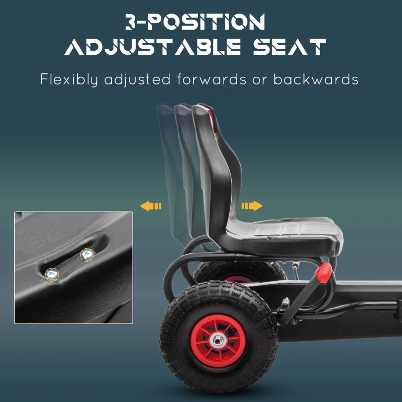 Aosom Kids Pedal Go Kart, Ergonomic Ride-on Toy Car with Durable Tread, Suspension System & Safety Brake, Red Pedal Car for Boys & Girls, Ages 5-12