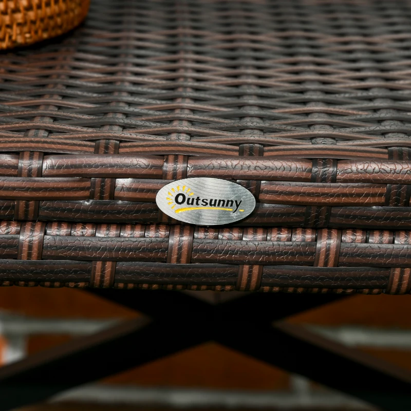 Outsunny Patio Wicker End Table, Outdoor PE Rattan Side Table, with Plastic Board Under the Full Woven Table Top for Patio, Garden, Balcony, Mixed Brown