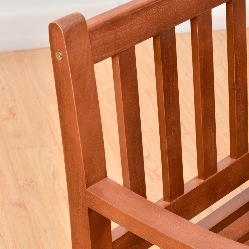 Outsunny Wooden Garden Bench with Pullout Middle Table, Outdoor Loveseat, Patio Bench for Lawn, Yard, Deck and Backyard, Dark Coffee