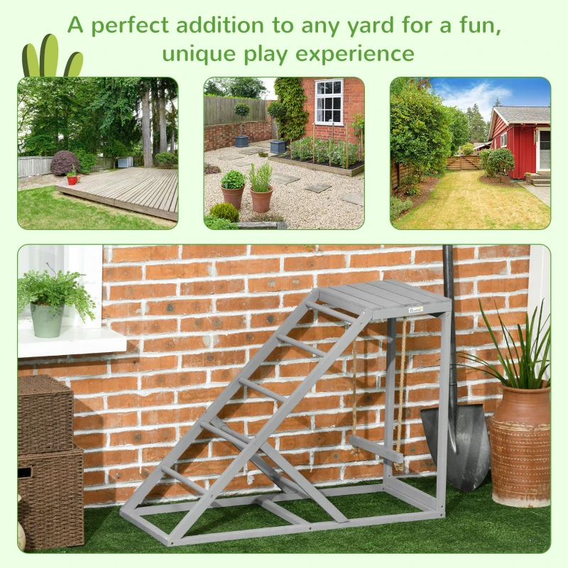 PawHut Chicken Coop Toys with Swing, Perches & Platform, Wooden Hen Playset, Enhances Poultry Health, Gray