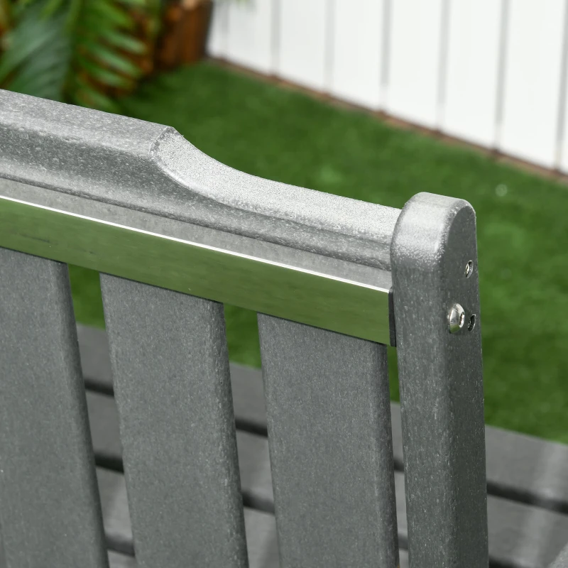 Outsunny Outdoor Bench, 2-Person Park Style Garden Bench with All-Weather HDPE, 704 lbs. Weight Capacity Porch Bench with Slatted Back & Armrests, Dark Gray
