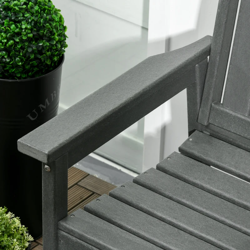 Outsunny Outdoor Bench, 2-Person Park Style Garden Bench with All-Weather HDPE, 704 lbs. Weight Capacity Porch Bench with Slatted Back & Armrests, Dark Gray