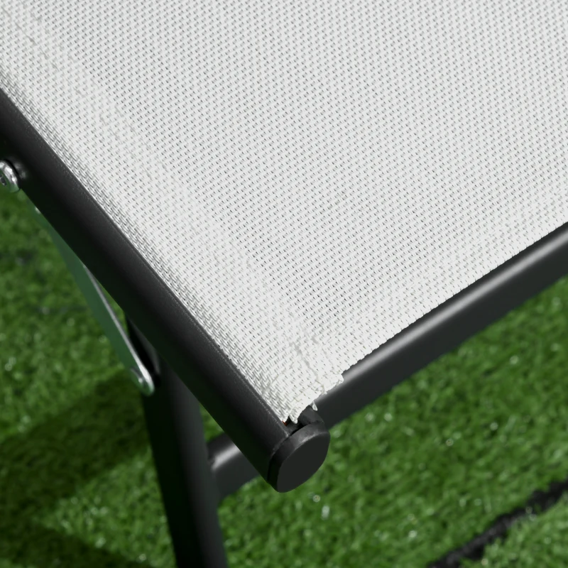 Outsunny Chaise Lounge Outdoor, 2 Piece Lounge Chair with Wheels, Tanning Chair with 5 Adjustable Positions for Patio, Beach, Yard, Pool, Cream White