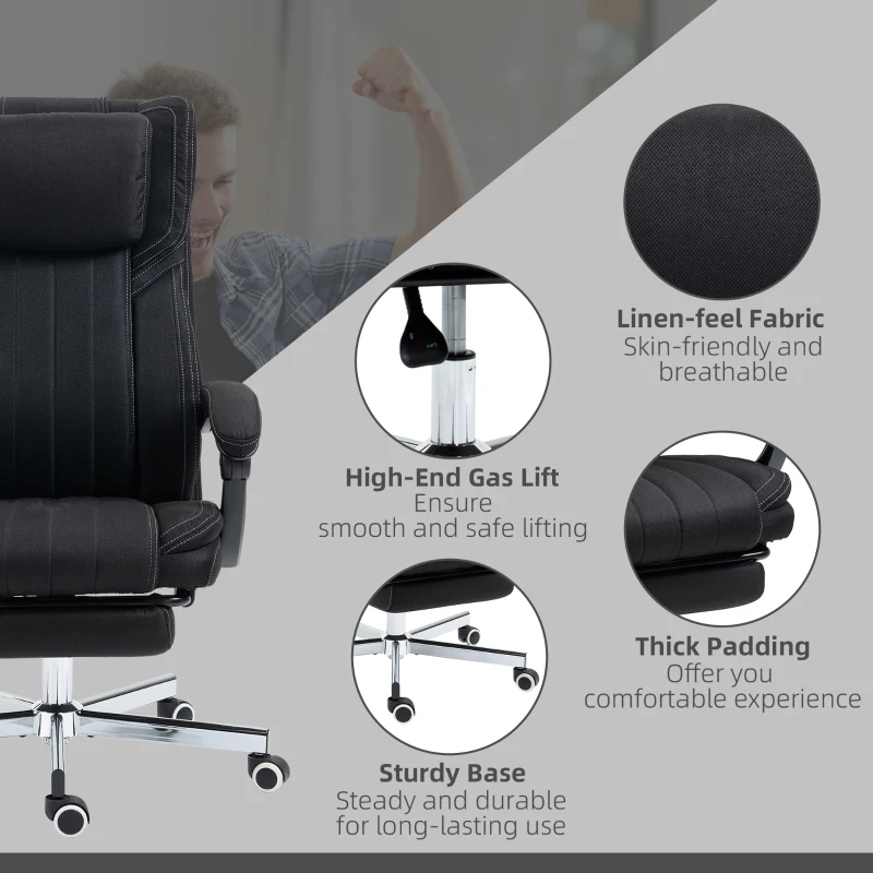 Vinsetto High-Back Massaging Office Chair Reclining Office Chair with Footrest Headrest Swivel Wheels Adjustable Height Black