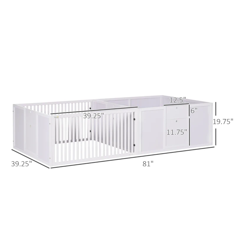 PawHut Comfort Whelping Box for Dogs, Spacious Dog Birthing Pen with Removable Doors, Puppy Playpen for Indoor Use, Essential Newborn Puppy Supplies, 81" x 39" x 20", White