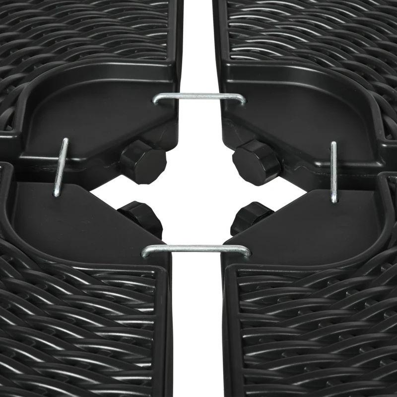 Outsunny 4-Piece 175lb Cantilever Patio Umbrella Base Weights for Offset Hanging Umbrella, HDPE Water or Sand Filled Umbrella Weights for Cross Base Stand, Black